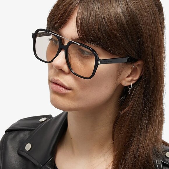 Saint Laurent Women Sunglasses Black Light Yellow Pilot SL545 001 BRAND NEW